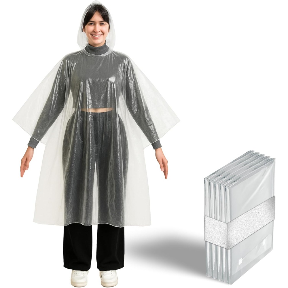Emergency Poncho Rain - Better Office Products Disposable Clear Rain