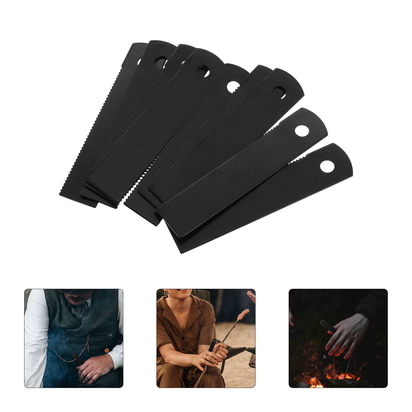 Fire Starting Kit - 10Pcs Serrated Flint Fire Scraper Starter