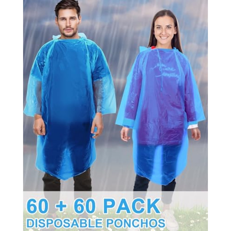 120 Pack Disposable Rain Ponch - Emergency Poncho Rain recension och pris