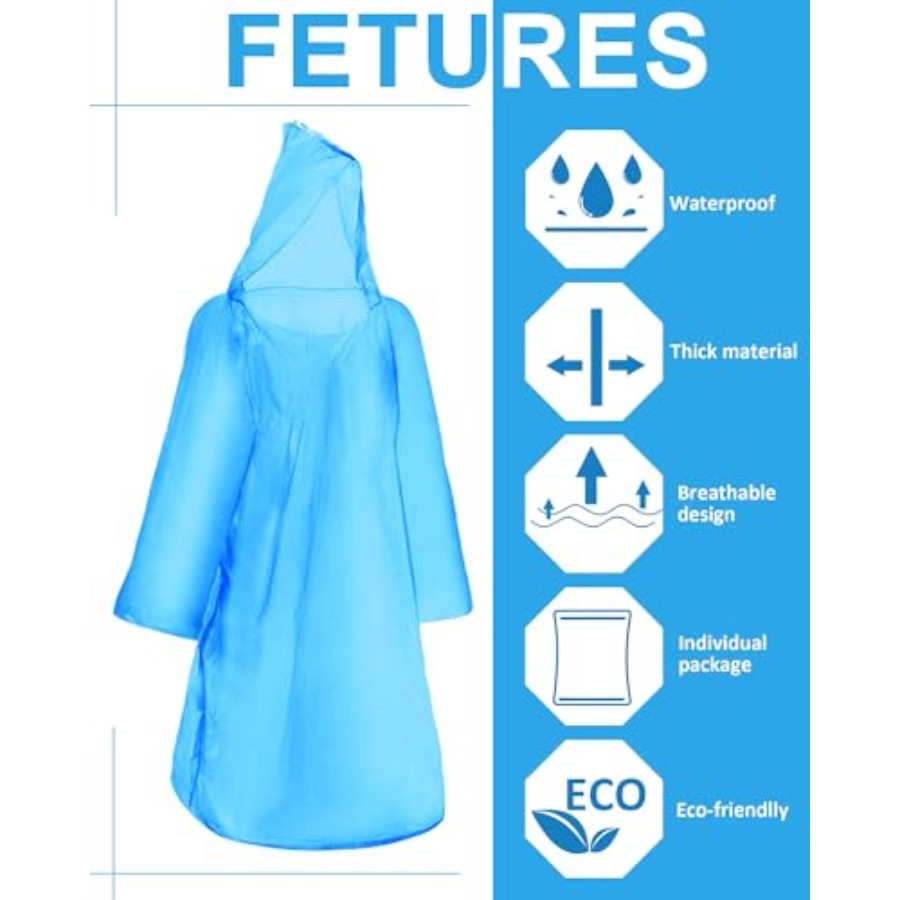 120 Pack Disposable Rain Ponch - Emergency Poncho Rain recension och pris