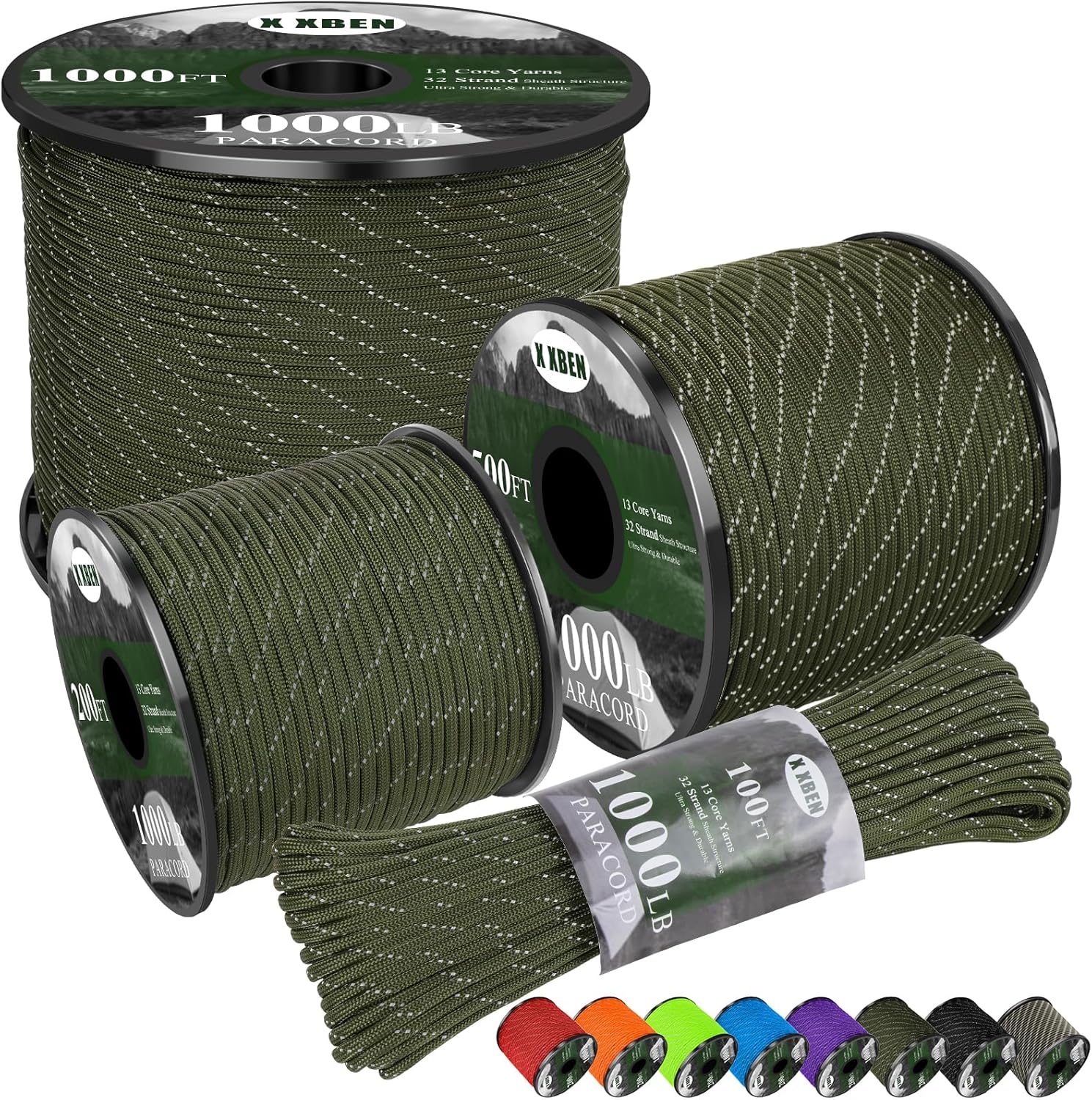 1000lb Reflective Paracord 4mm - Para Cord 1000Ft recension och pris