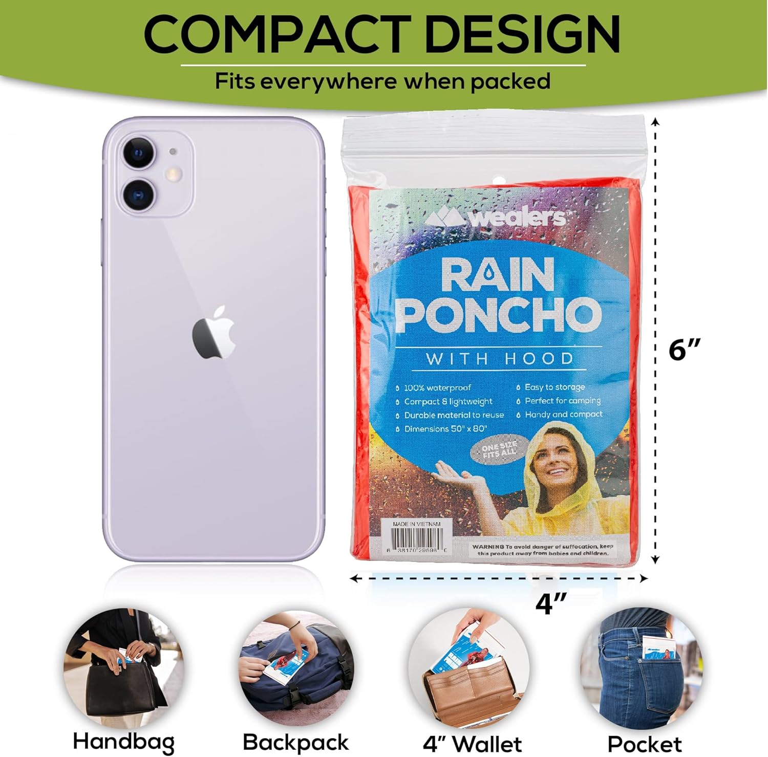 Rain Ponchos for Adults Teens  - Emergency Poncho Rain recension och pris
