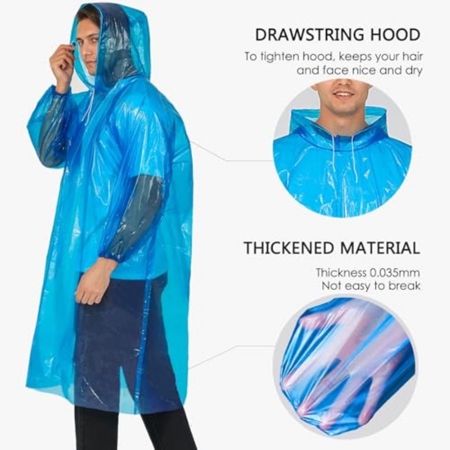 Disposable Rain Ponchos for Ad - Emergency Poncho Rain recension och pris