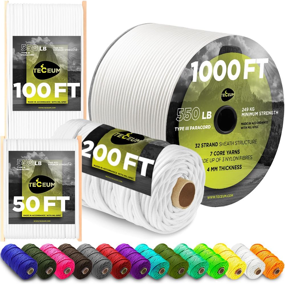 Paracord Type III 550 White 10 - Para Cord 1000Ft recension och pris