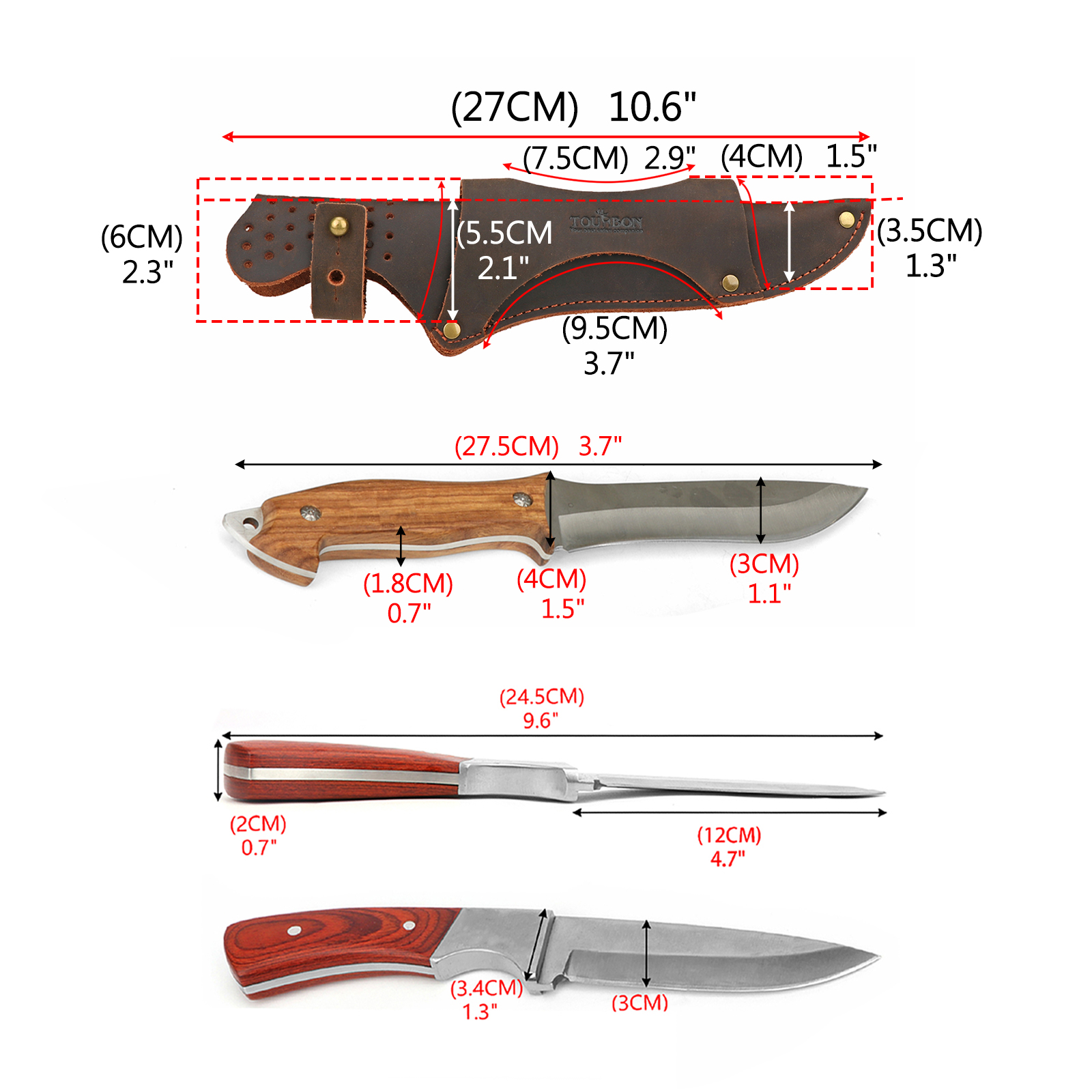 Tourbon Leather Tool Fixed Bla - Bushcraft Knife Fixed recension och pris