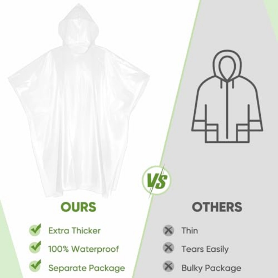 APEXUP Disposable Rain Ponchos - Emergency Poncho Rain recension och pris