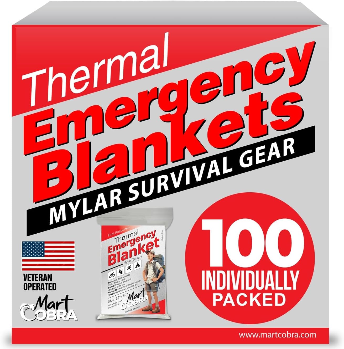 100-Pack Reflective Thermal Bl - Survival Blanket Reflective recension och pris