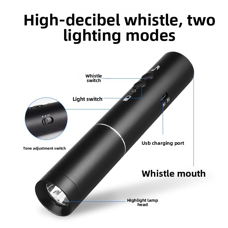 New LED Flashlight Electronic  - Emergency Whistle Loud recension och pris