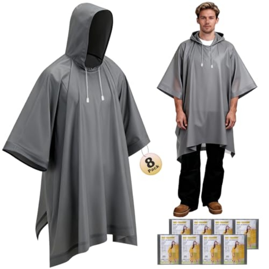 8 Pack Hooded Rain Ponchos for - Emergency Poncho Rain recension och pris