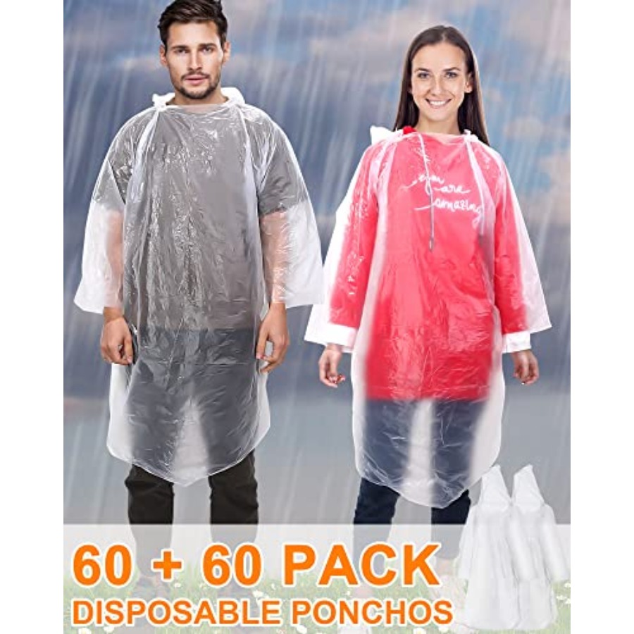 120 Pack Disposable Rain Ponch - Emergency Poncho Rain recension och pris