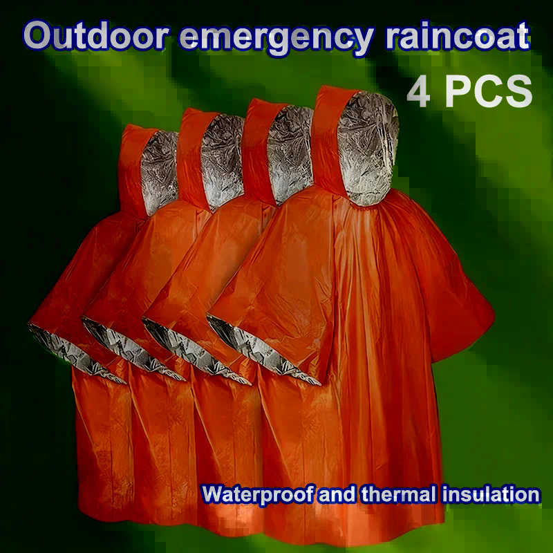 4PCS Emergency Survival Rain H - Survival Blanket Reflective recension och pris