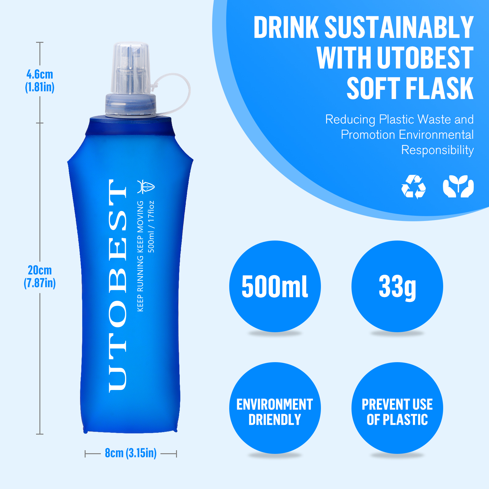 UTOBEST 250ml 350ml 500ml Soft - Water Bag Collapsible recension och pris