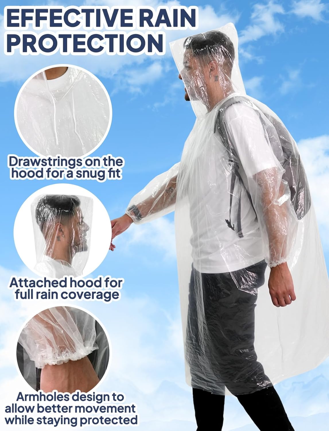 Disposable Rain Poncho for Adu - Emergency Poncho Rain recension och pris