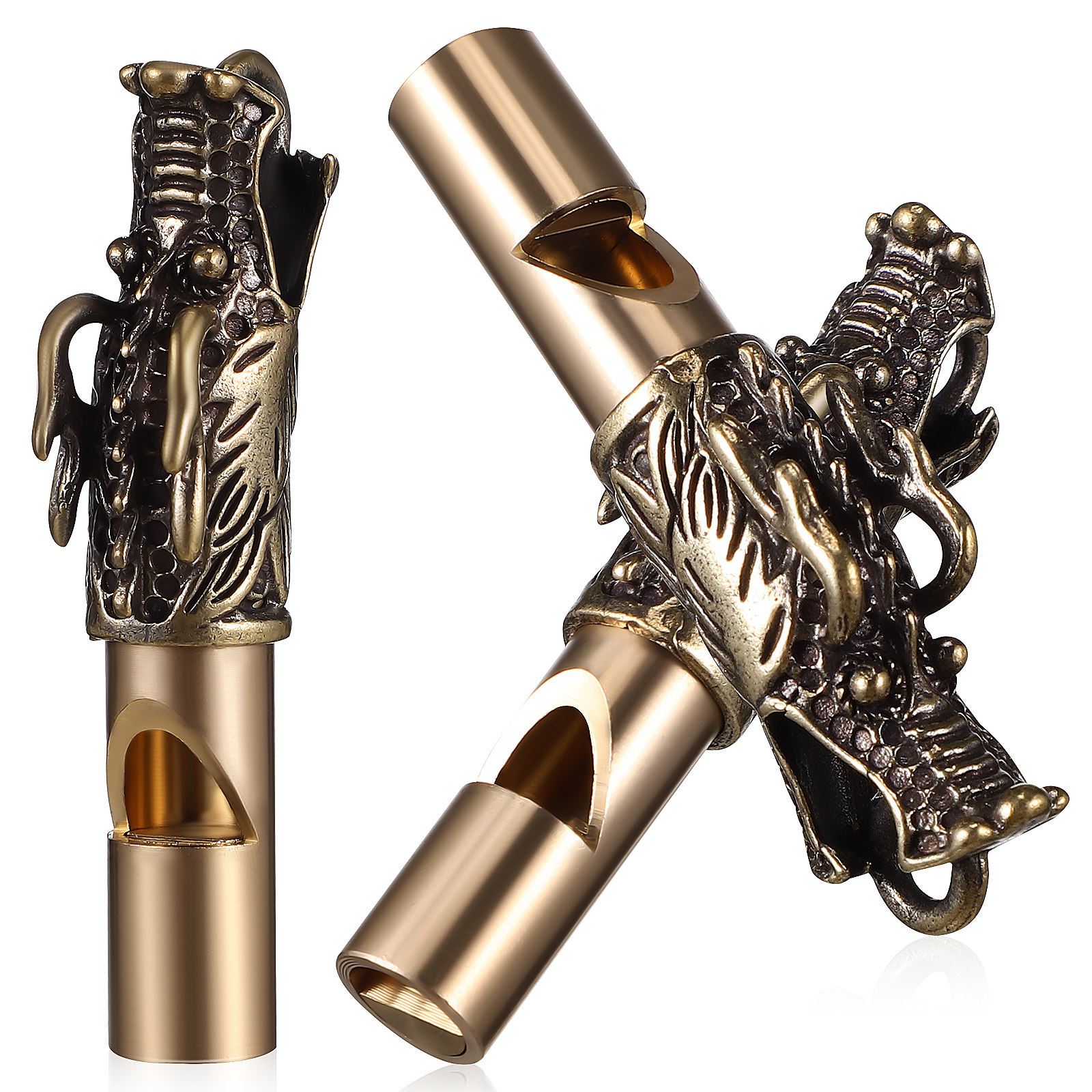 3Pcs Dragon Whistles Brass Vin - Emergency Whistle Loud recension och pris