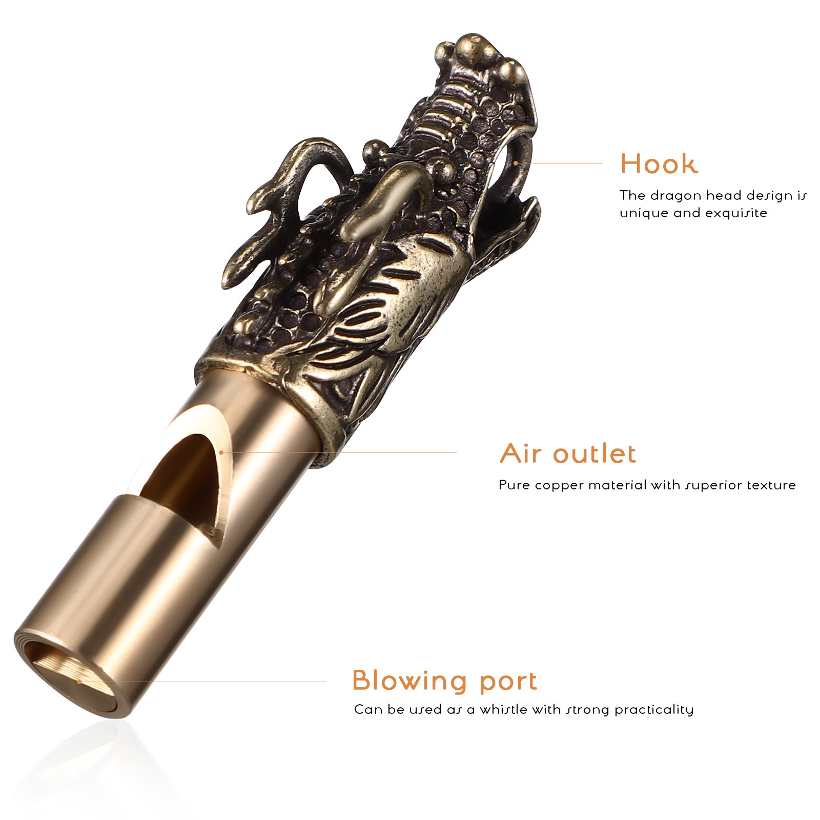 3Pcs Dragon Whistles Brass Vin - Emergency Whistle Loud recension och pris