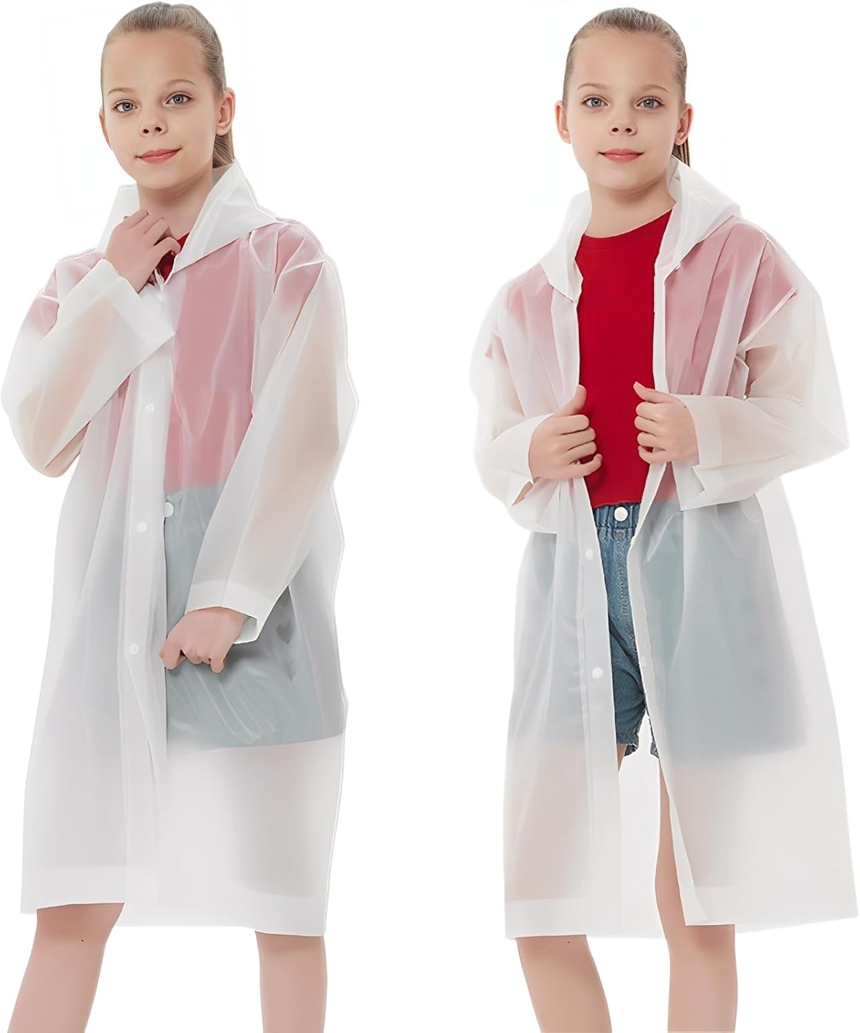 Kids Rain Ponchos Reusable wit - Emergency Poncho Rain recension och pris