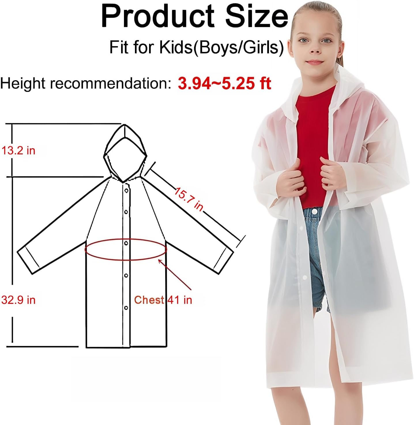 Kids Rain Ponchos Reusable wit - Emergency Poncho Rain recension och pris
