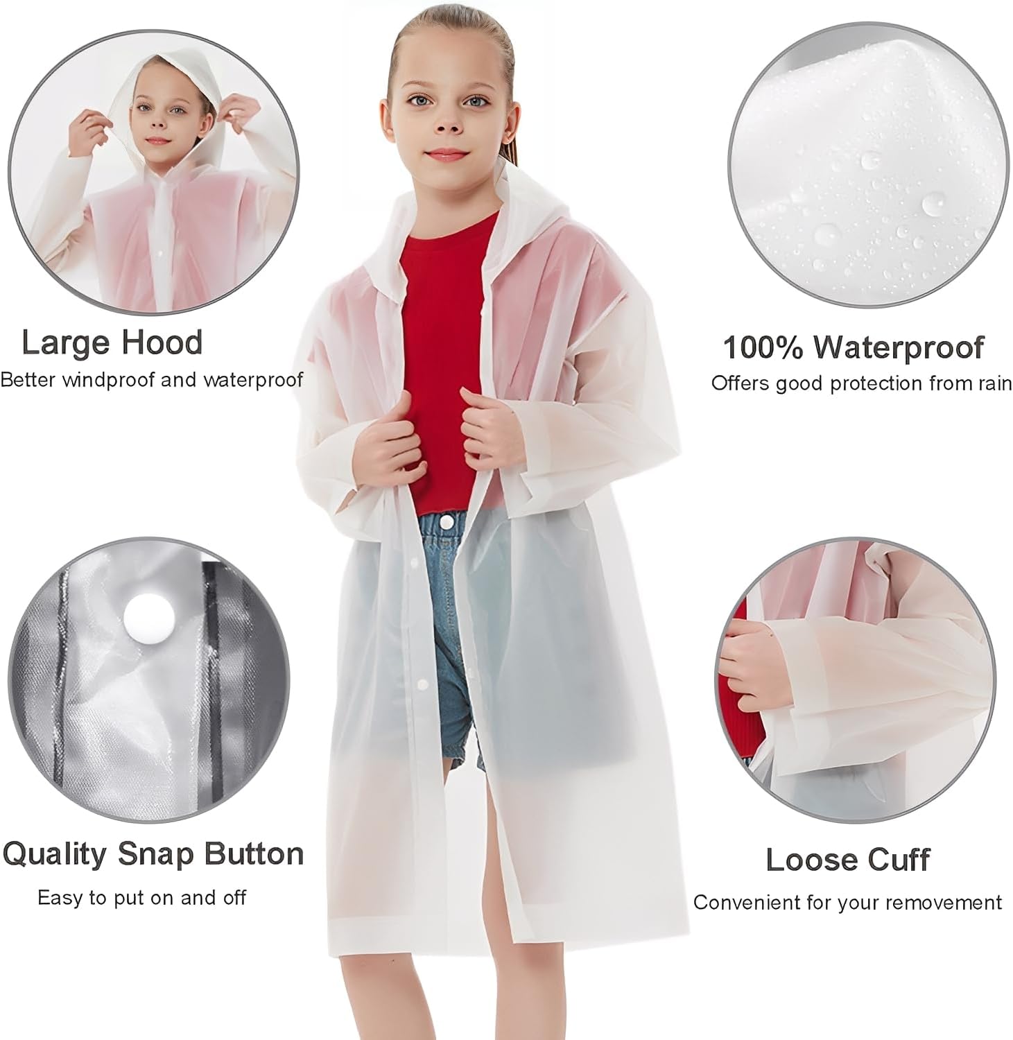 Kids Rain Ponchos Reusable wit - Emergency Poncho Rain recension och pris