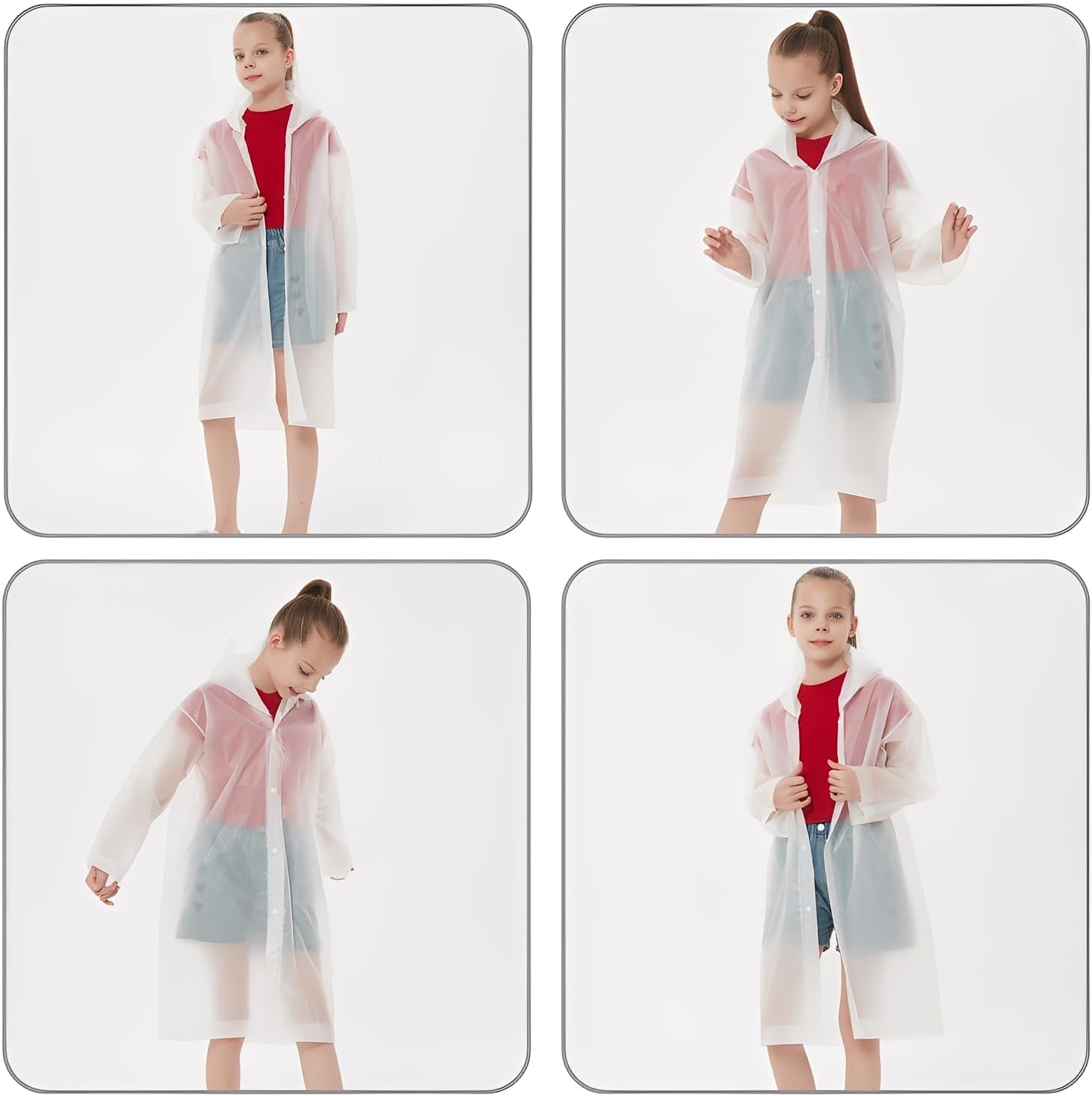 Kids Rain Ponchos Reusable wit - Emergency Poncho Rain recension och pris