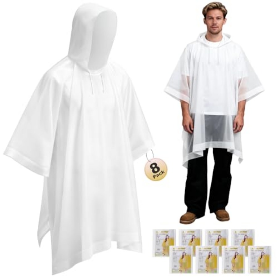 8 Pack Hooded Rain Ponchos for - Emergency Poncho Rain recension och pris