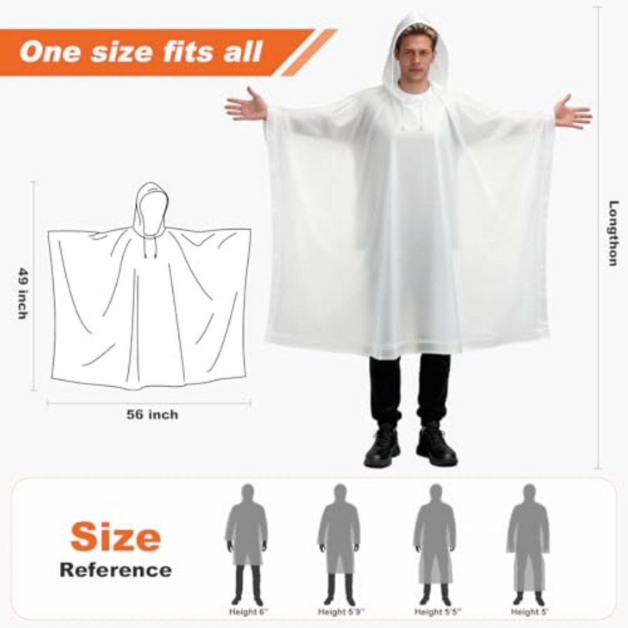 8 Pack Hooded Rain Ponchos for - Emergency Poncho Rain recension och pris