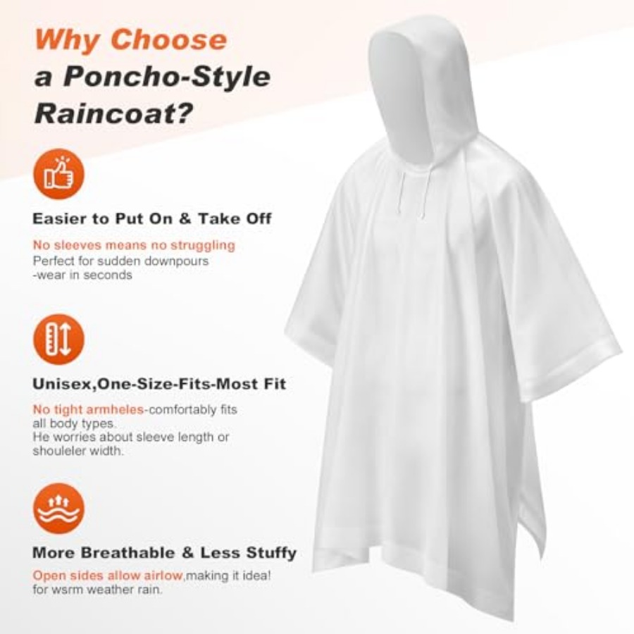 8 Pack Hooded Rain Ponchos for - Emergency Poncho Rain recension och pris