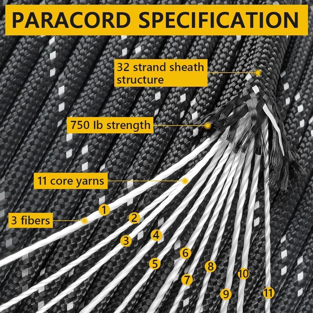 750lb Reflective Paracord Rope - Para Cord 1000Ft recension och pris